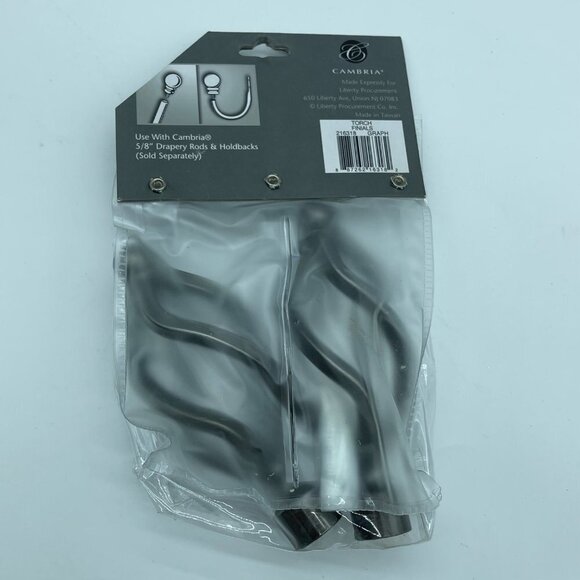 Cambria Finials Graphite Ends Curtain Rods and Hold Backs Dark Silver 5/8in - Picture 4 of 5